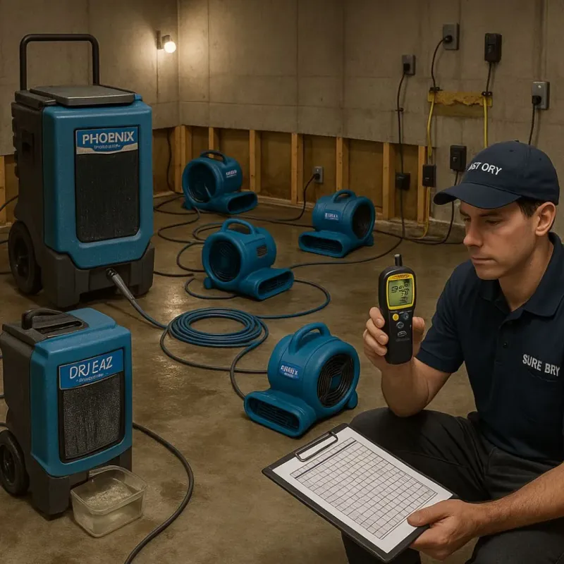 Structural Drying and Dehumidification process in Burton, SC